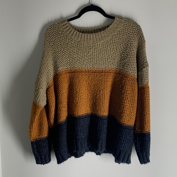 Tri-color chunky block sweater size M/L - Picture 1 of 4